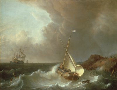 Galeone in stürmischer See von Jan Claesz Rietschoof